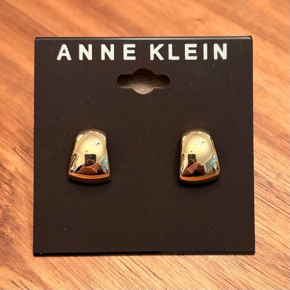 Anne Klein | Button Post Earrings | Gold Tone
